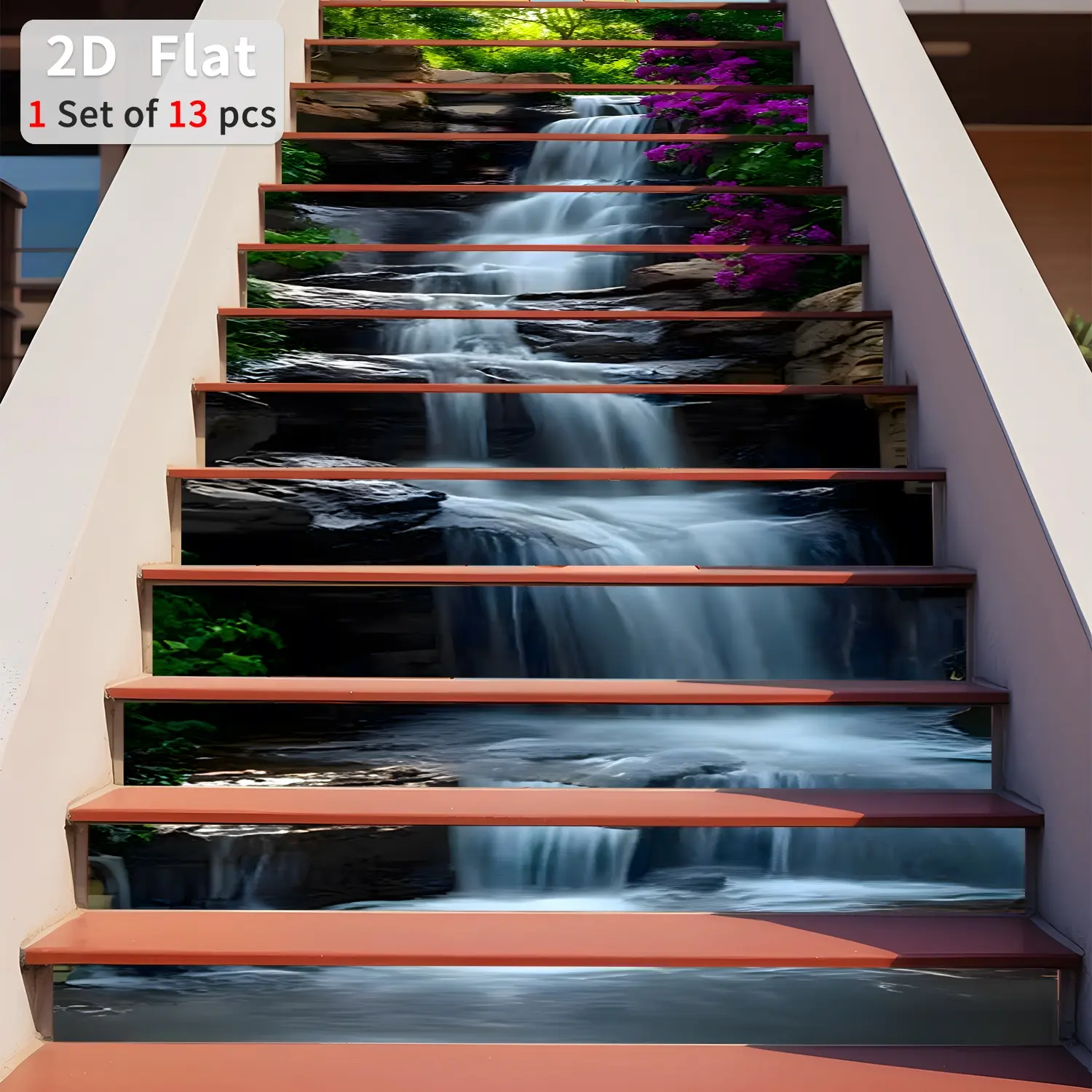 Geometric Pattern Stair Sticker, 13pcs/set Waterproof Self Adhesive Stair Sticker, Removable Decorative Wall Sticker for Home Decor, Sticker Decoration, Wall Decorations, Waterproof Wall Decals, Deco Stickers