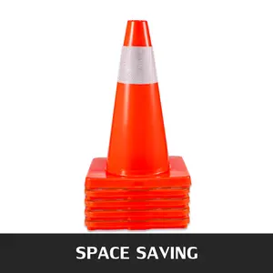 【fathersdaygift】VEVOR 12Pack 18\" Traffic Cones, Safety Road Parking Cones PVC Base, Orange Traffic Cone with Reflective Collars, Hazard Construction Cones for Home Traffic Parking