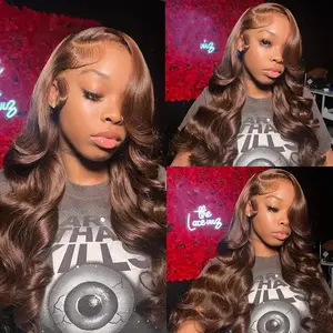 Bling Hair 13x4 Chocolate Brown Body Wave Lace Front Human Hair Wigs For Women Brazilian Body Wave 13x6 Hd Lace Frontal Wig Human Hair Wig Chocolate Brown Wavy Transparent Lace Front Wig TikTokShopBlackFriday