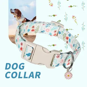 Daisy Theme Cartoon Flower Pet Dog Collar, Durable Breathable, Adjustable with Quick Release Buckle, Suitable for Small Medium Large Dogs