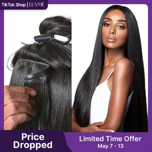 LUVME 100% Virgin Human Hair Extensions Seamless & Invisible Edge Straight, Body Wave, Kinky Curly, Yaki Straight, Messy Burmese Curl Clip-In Limited Time Offer TikTok Exclusive #luvmenewarrivals