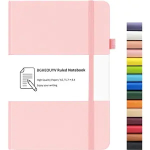 Notebook Journal, College Ruled Notebook Lined A5 160 Pages,Hard Cover Journals for Writing, Notebooks for Work Office School Women Men,5.7 inches x 8.4 inches(Pink)