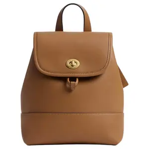 COACH Turnlock Originals 19 Backpack – Adjustable Drawstring Closure, Premium Leather, Unisex Small Size, Brown