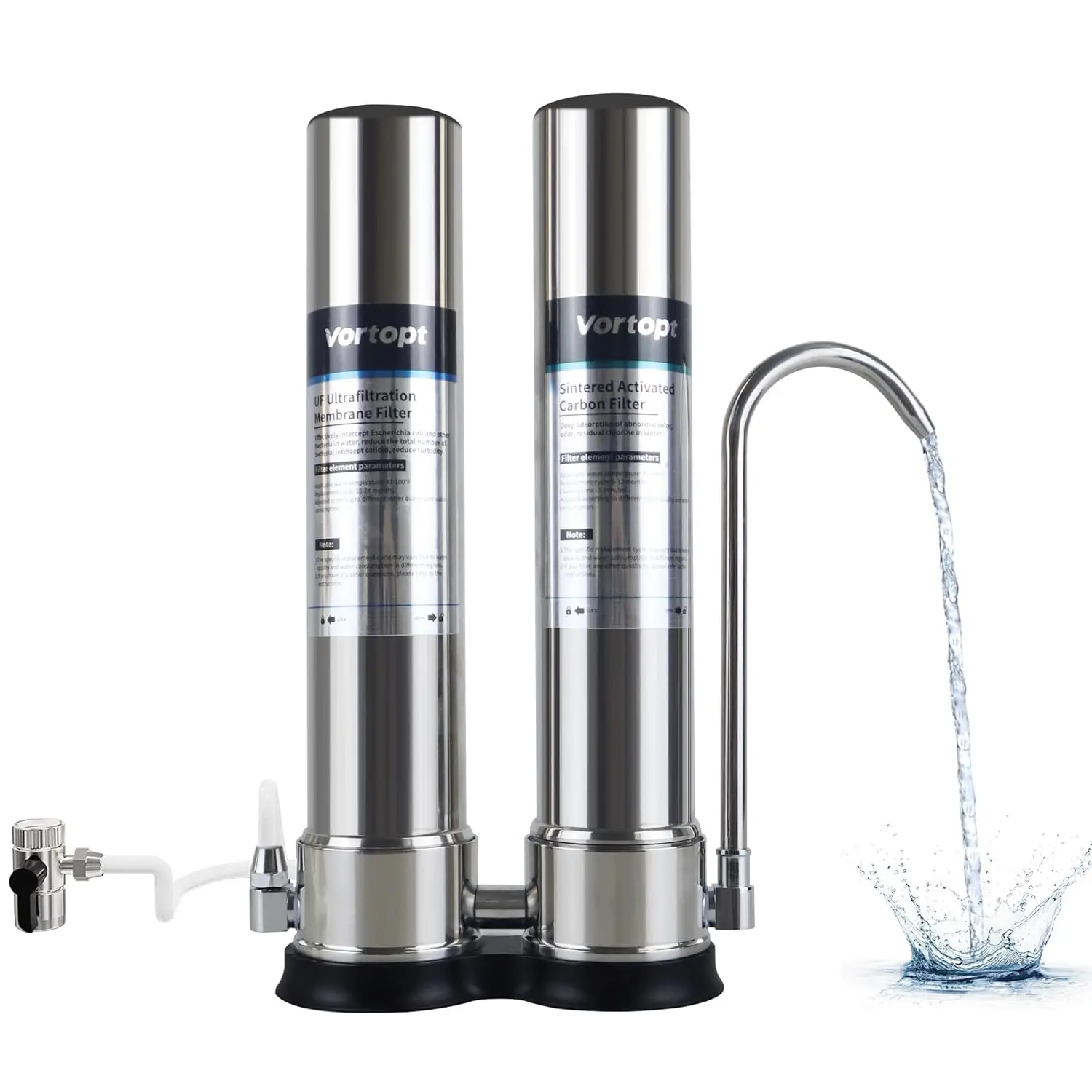 F9 Countertop Water Filter System,Up to 24 Months or 16000 Gallons Long-Life,Direct Connect Water Filtration-0.01μm Filtration Reduces PFOA/PFOS,Chlorine,Heavy Metals,Bad Odors-2 Filter