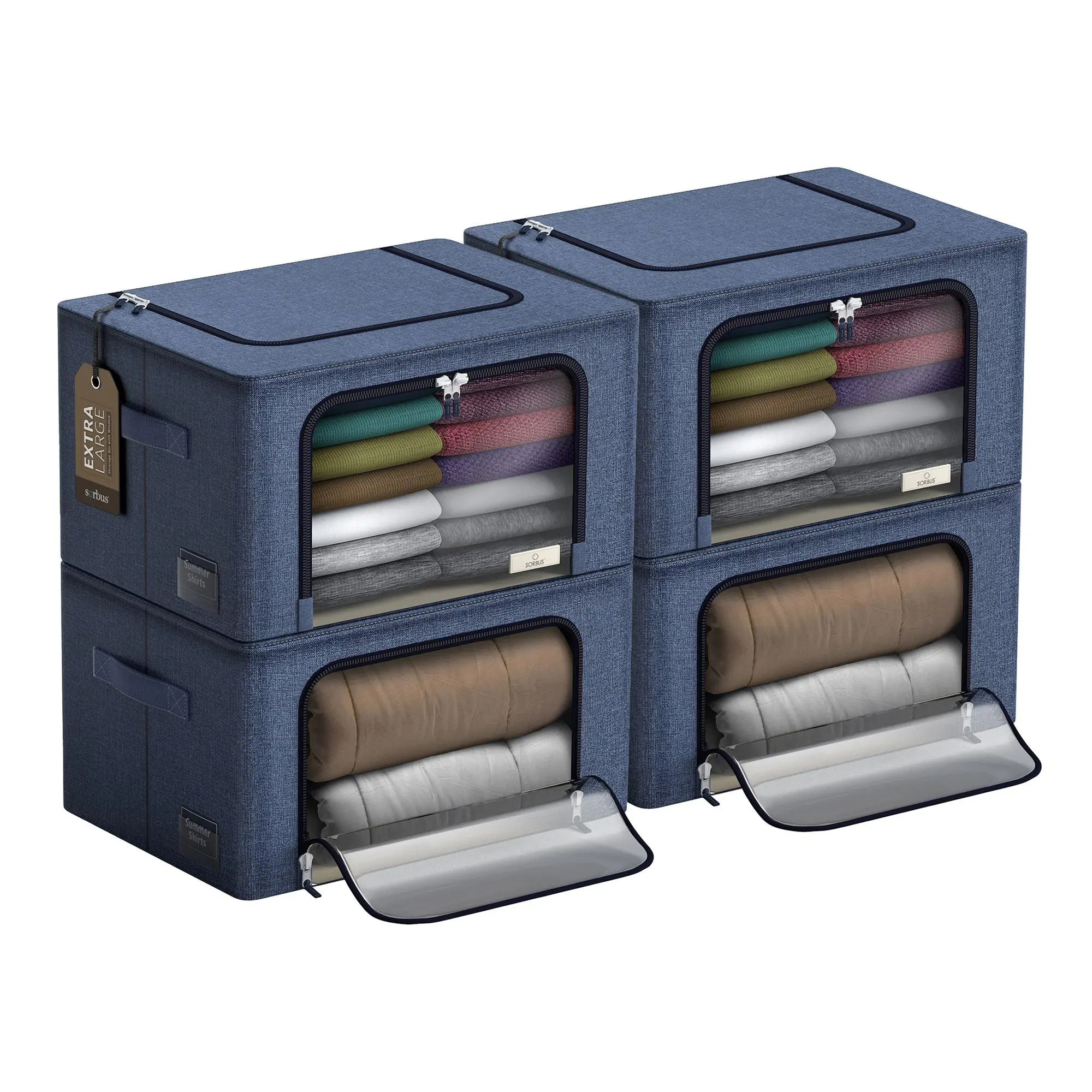 Sorbus Jumbo Storage Bins with Metal Frame 4 Pack
