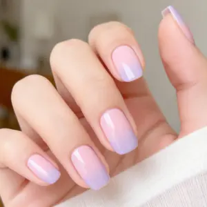 Pastel Dream Semi Cured Gel Nail Strips 20+6 Individual Trial Strips | Pink Blue Jelly Ombre | Includes 6 Extra Strips to Try | 5-Min UV Cure | OAUEE