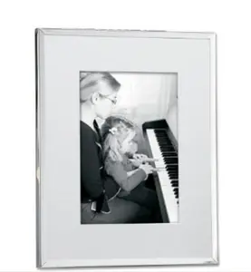 212 MAIN Silver-Plated Matted Rectangular 5x7 Metal Photo Frame - Beveled Mat, High Polish, Wall-Mount Baby & Maternity Decor for Wall Display