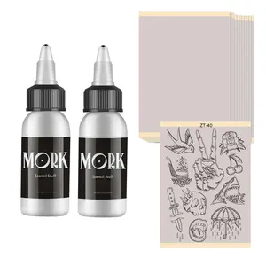 Tattoo Transfer Kit, 13pcs/set Transfer Gel & Transfer Paper & Template Paper & Tattoo Stencil, Painless Tattoo Set, Body Makeup Tool for Women & Men, Tattoo Equipment Supply