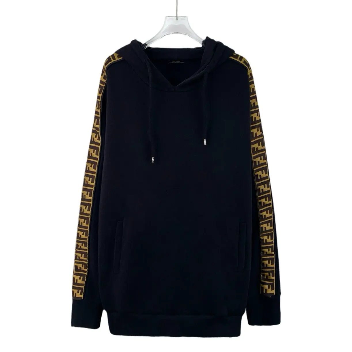 CALUXA- Fendi Black Side Logo Cotton Hoodie Size 52