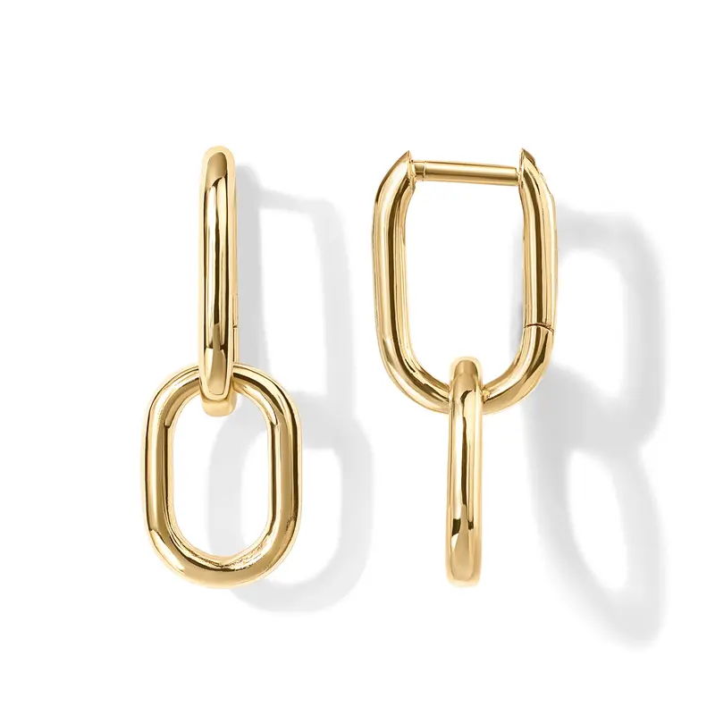 PAVOI 14K Gold Plated Convertible Link Earrings for Women | Paperclip Link Chain Earrings | Drop Dangle Earrings