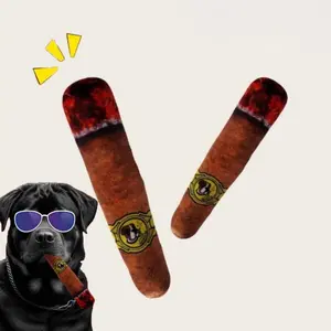 Interactive Dog Toy Chewable Plush Cigar Sound Effect, Durable Pet Teeth Cleaning Toy, Fun Fetching & Biting Game Accessory, Chew Stick