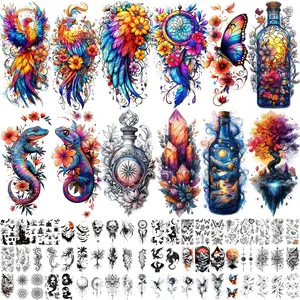 GLARYYEARS 72 Sheets Magic Bottle Temporary Tattoos for Women Adults – Galaxy Fantasy Tattoo Stickers with Crystals, Feathers & Phoenix Wings – Colorful Boho Waterproof Wear for Festival, Music Party, Beach Days