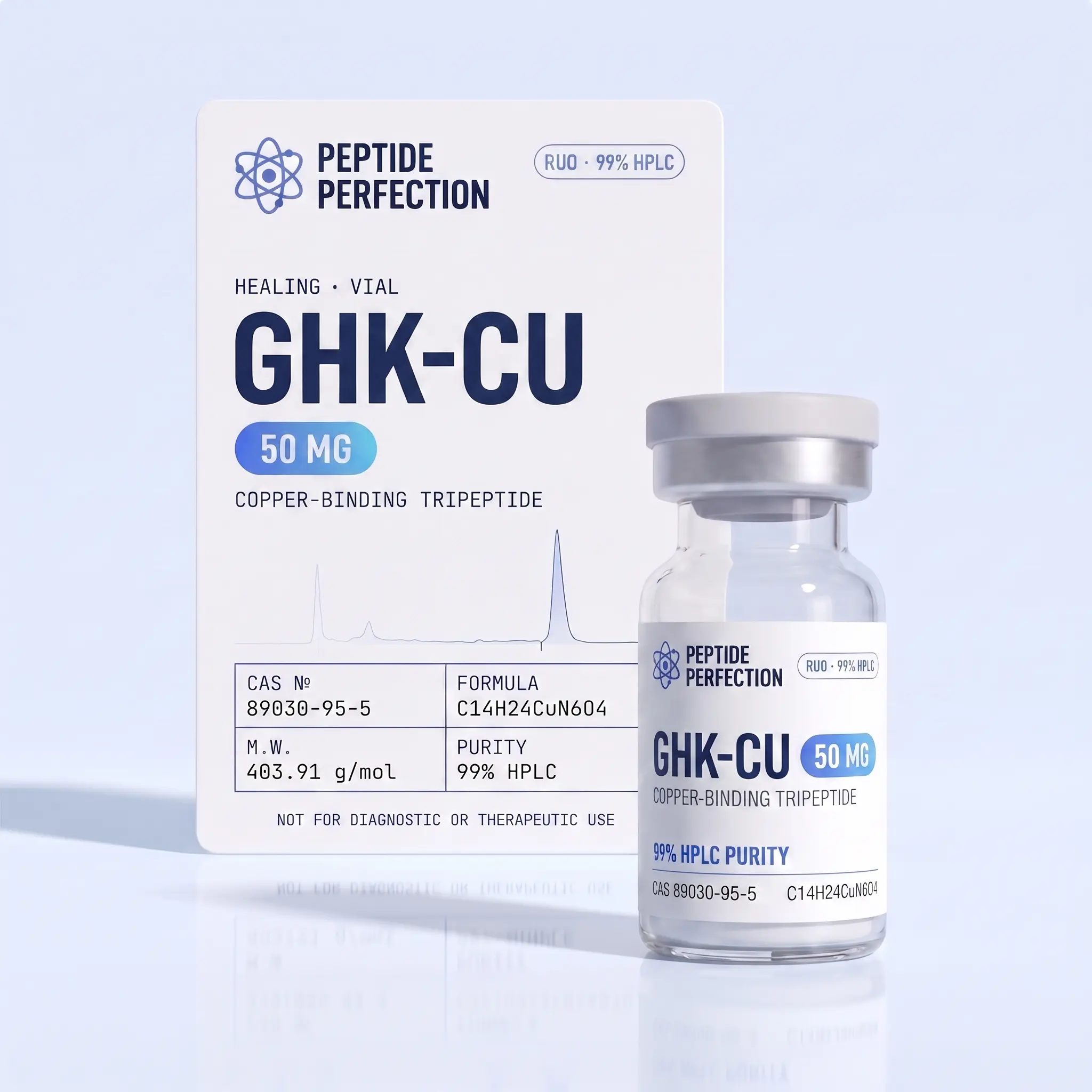 GHK-Cu 50mg Copper Tripeptide Lyophilized Powder Sealed Laboratory Vial