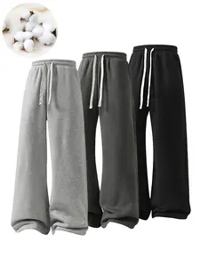 Women's Comfy Baggy Wide Leg Sweat Pants with Drawstring Waist, Casual Loose Fitting Cotton Trousers, Women's Bottoms for Daily Life & Travel, Relaxed Fit