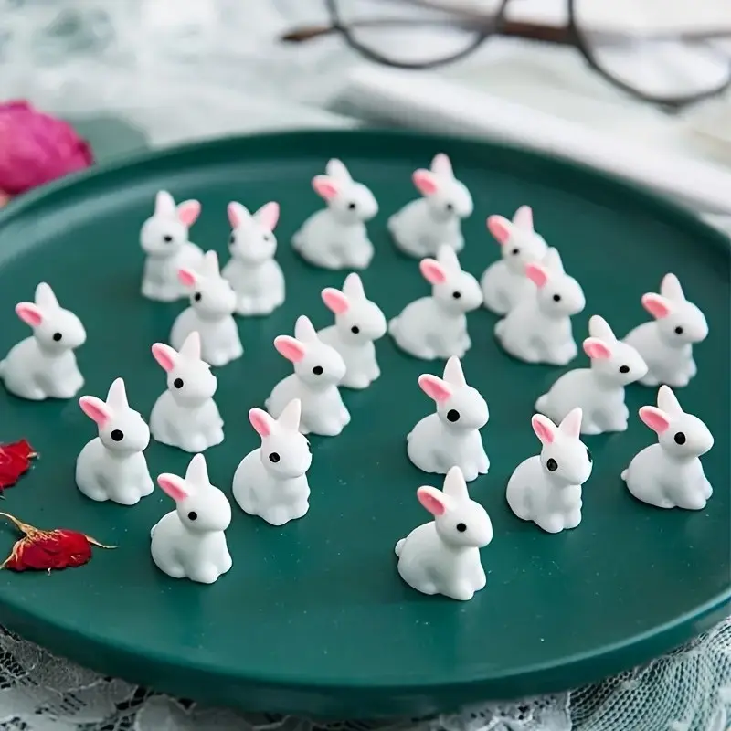30 Mini Easter Bunny Figurines, Resin Rabbit Decorations, DIY Micro Landscape, Home Room Living Room Office Decoration
