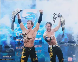 Chris Sabin & Alex Shelley WWE Autographed 16" x 20" Raising WWE Tag Team Titles Photograph - Fanatics Authentic Certified