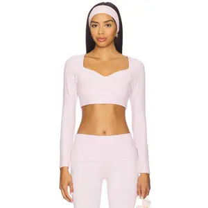 YEAR OF OURS Gabriette Longsleeve Sports Bra in Plie Pink