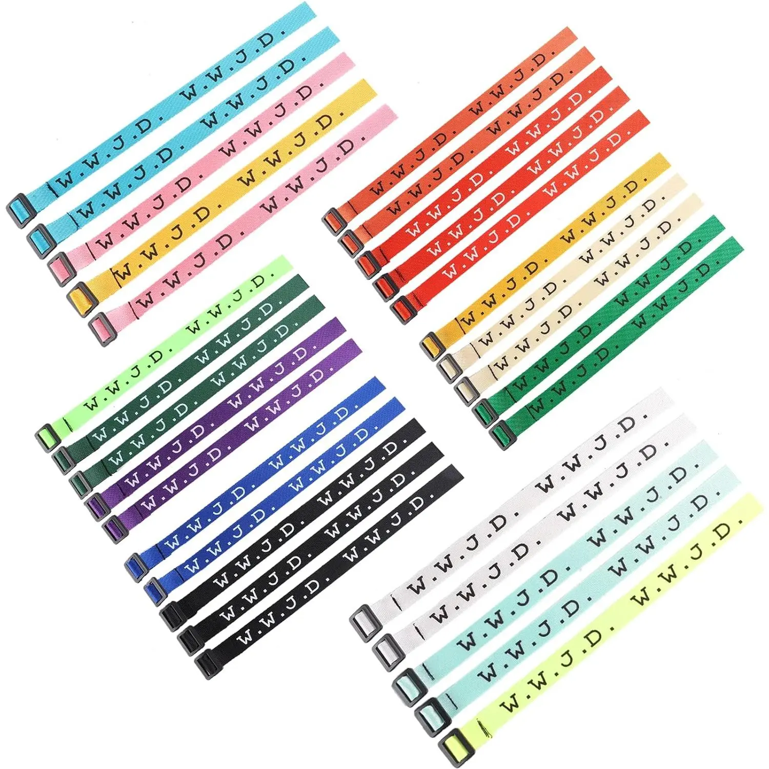 wwjD 30-Piece Adjustable Premium Woven Religious Christian WWJD Bracelets, What Would Jesus Do Webbing Wristbands for Fundraisers, Inspirational Jewelry