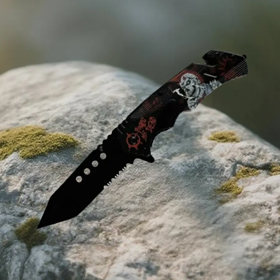 Camping folding knife outdoor portable sharp fruit knife suitable for leisure camping hiking picnic hunting emergency with rope cutting full steel handle men's gift