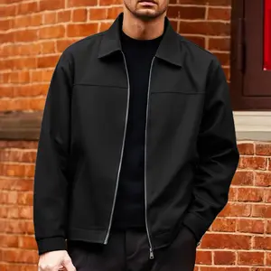 Men's Lightweight Long Sleeve Spring & Autumn Jacket - Menswear Plain Minimalist Zip-Up Coat, Versatile, Machine Washable