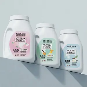 Z-Solicare 6 in 1 Stain Fighting Odor Eliminating Ocean Breeze 138 Paks Multi-Chamber HE Compatible Laundry Detergent Pods for All Washing Machines