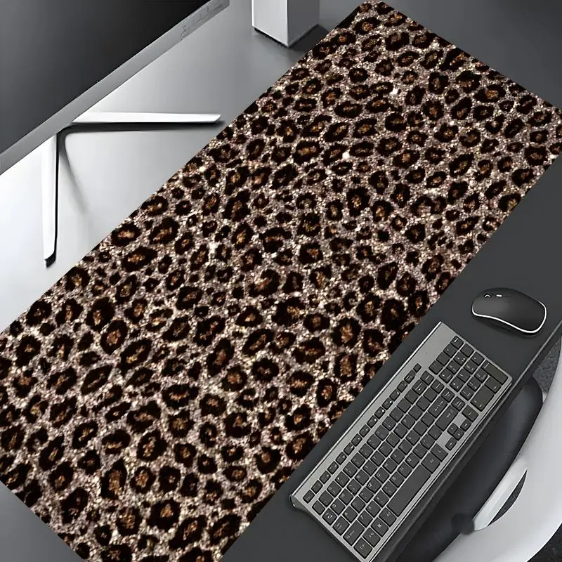 Leopard Pattern Mouse Pad, Rectangle Gaming Mouse Pad, Non-Slip Mousepad, Office Desk Keyboard Mouse Mat for Home Office Game Room Desk, Desktop Accessories, Computer Desk Mat, Desk Gadgets