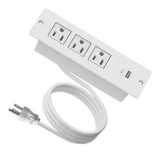 Recessed Power Strip with USB-C USB-ASurge Protector, Desk Mountable Desktop Power Strip, Multiple Outlet Extension Cord for Home Office & Conference Table, Flush Mountable Under Desk Power Hub