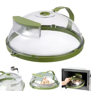1 set microwave steamer with splash-proof lid, transparent microwave splash-proof lid with handle and water tank, microwave food cover, household kitchen gadgets and accessories, Kitchen Utensils Gadgets