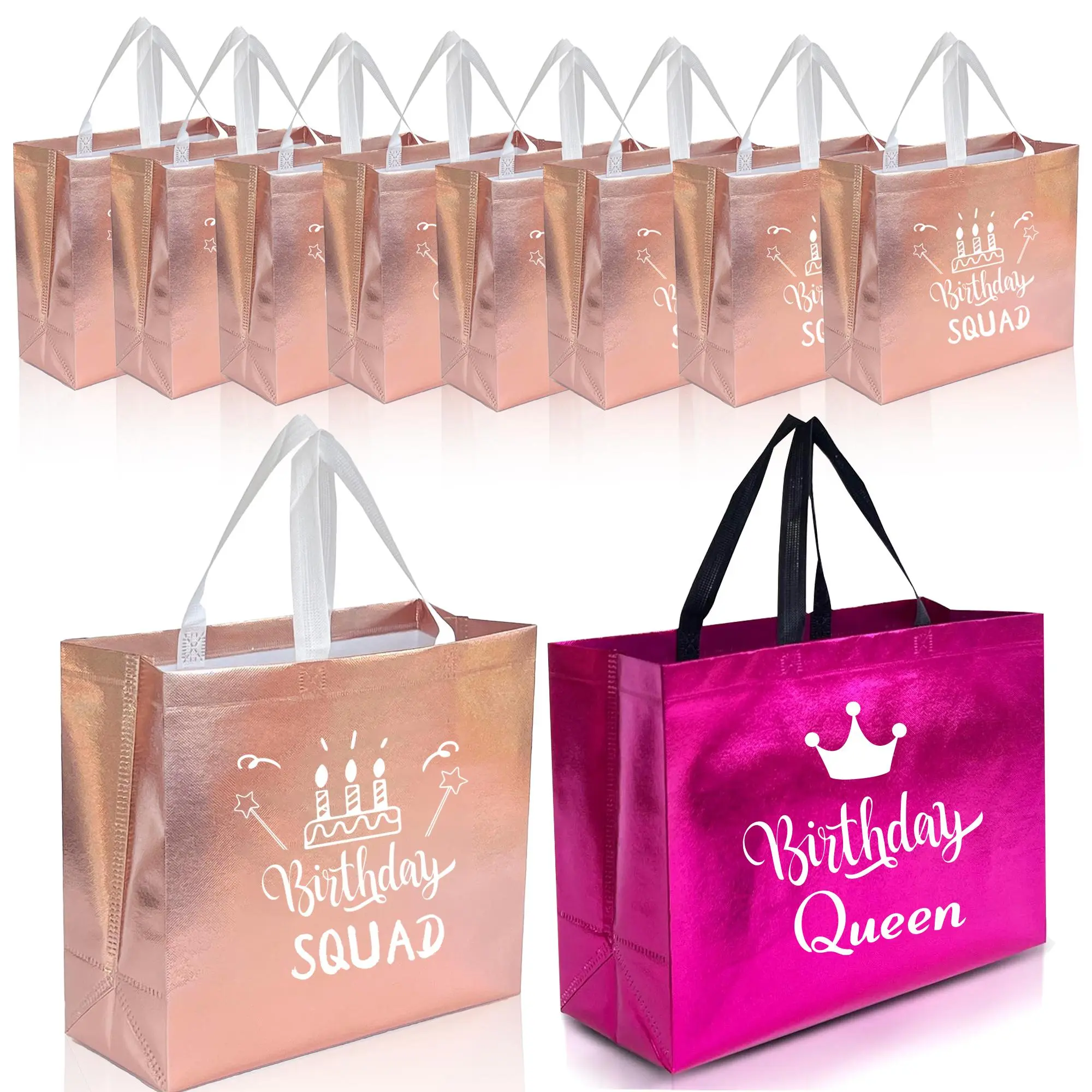 Birthday Queen Gift Bag, 10pcs/set Reusable Gift Bag with Handle, Gift Bags with Handles, Birthday Party Favor Bag, Party Favor Packs, Flowers Gift Wrapping Supplies for Birthday Party