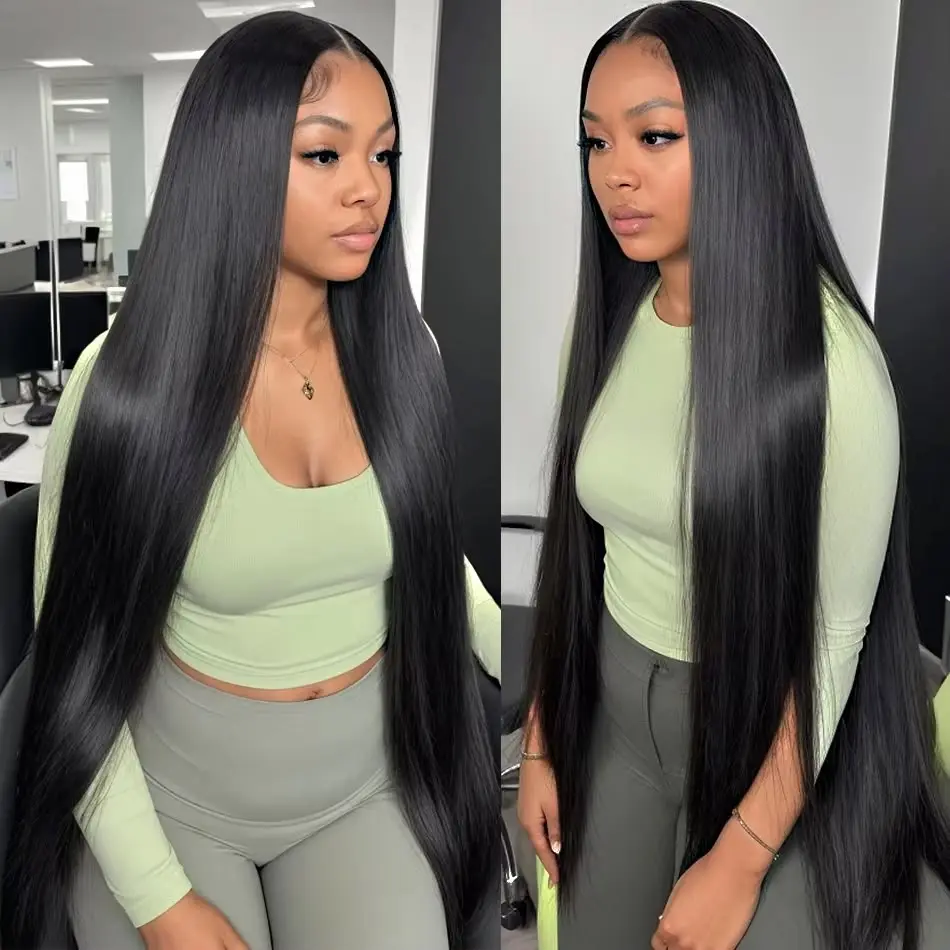 [Style Icon] Summer Vibes Super Long 38” Synthetic Wig  Silky Straight Wigs T Lace Front Wigs Pre-Plucked 6” Deeper Middle Lace Part Wig Can be Restyled