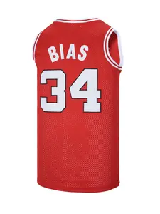 Men's #34 Len Bias Jersey The Best College Basketball Player Embroidery White Red Yellow S~XXL