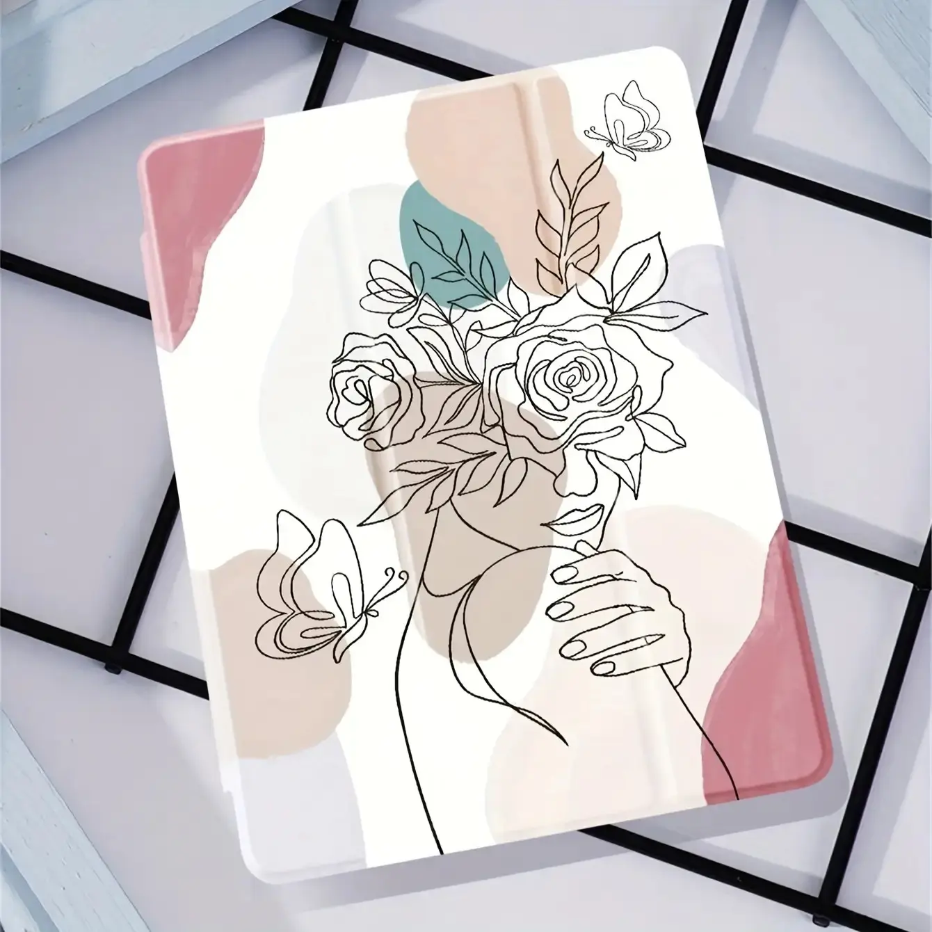 Printed Flower Protective Tablet Case - Triple-Fold Flip Bracket, Pen Slot, Flat-Fall Cover for iPad Series (9.7in 5th/6th, 10.2-inch 7th/8th/9th, 11in 10th Gen/Pro, 10.5in 3rd, 10.9in 4th/5th) - Accessories for Tablet Users, Computer