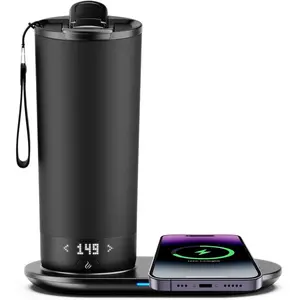 Temperature Control Heated Travel Mug  Self Heating Coffee Mug 20 Oz App Controlled LED Display coffee serving sets mug kept at a constant temperature for 4-10 hours (Black, 20 oz)