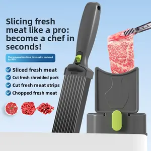 Stainless Steel Multifunctional Fresh Meat Slicer with Sharpening Function - Easy-to-Clean Kitchen Household Tool for Slicing, Shredding, Dicing
