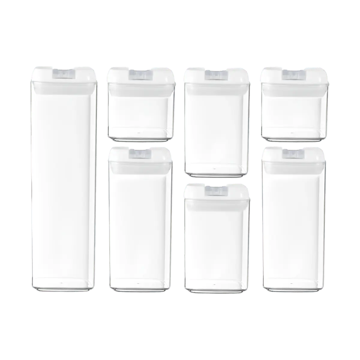 Yanosaku Japanese Food Storage Canister Set - 7 Piece Airtight Kitchen Organizer Containers for Dry Goods, Snacks, and Pantry Organization