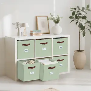 3/6pcs Cube Storage Bin, Foldable Storage Bins, Label Holder Storage Cubes, Shelves Baskets for Kallax, Linen Closet Organizers (Cube 10.5x11")