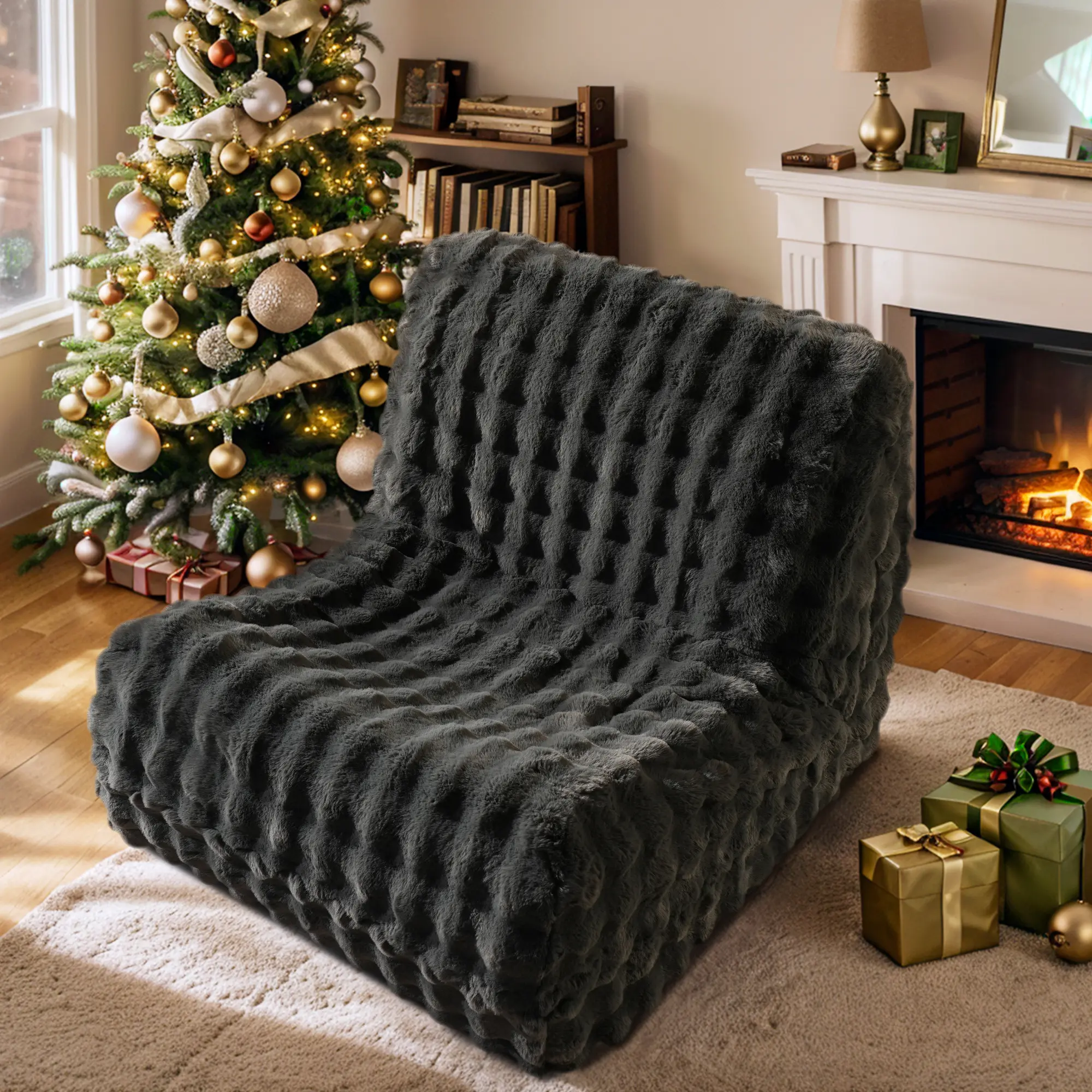 Dark Grey Plush Corduroy