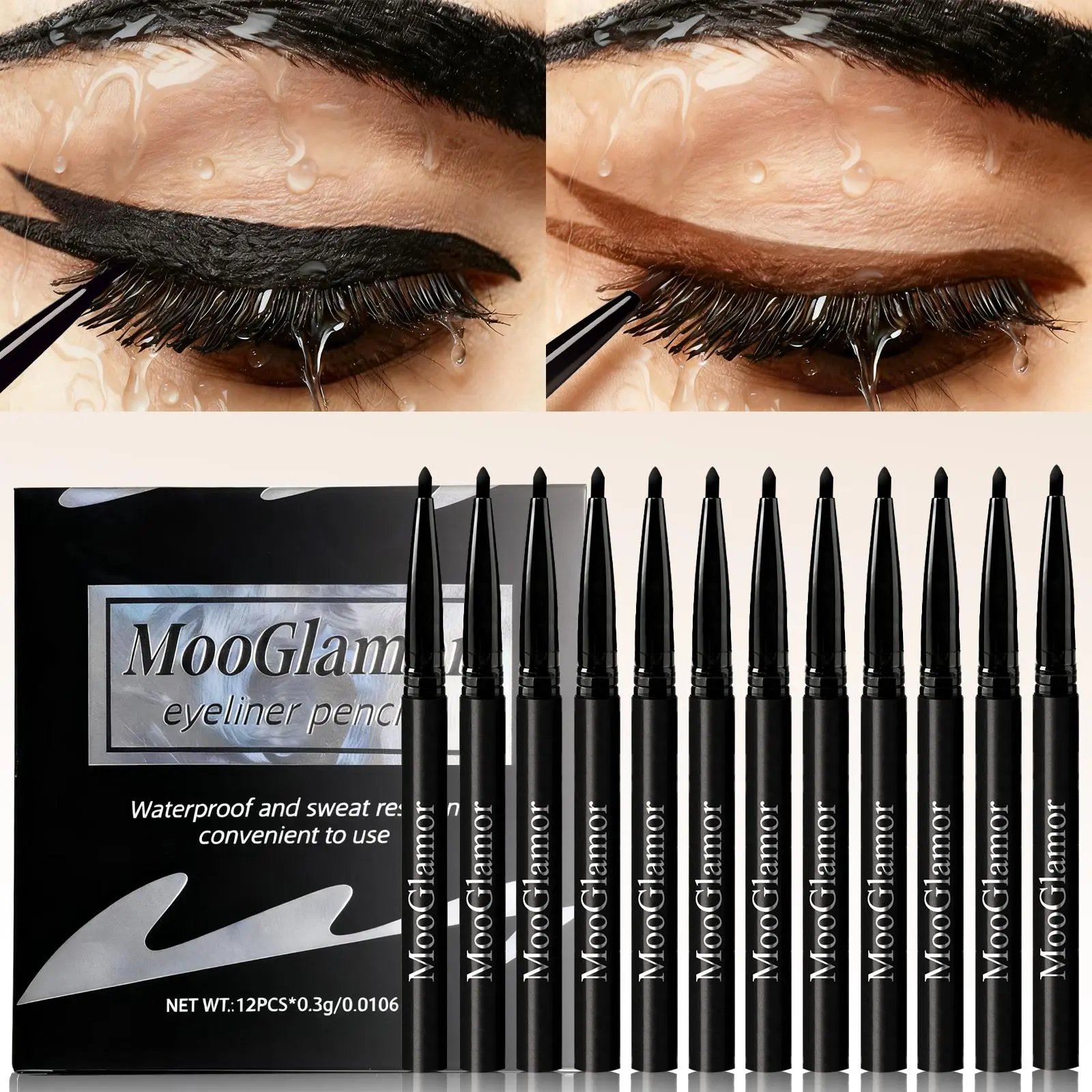 MooGlamor 12pcs Luxury Eyeliner Pencil Set Long Lasting Natural Makeup Not Easy To Fade Portable Waterproof Liquid Freckle Pens Significant Coloring SummerVibes Cosmetic