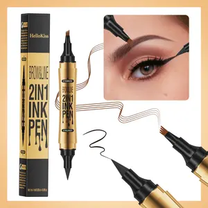 4-Prong Microblading Eyebrow Tattoo Pen, Hair-Like Microfilling Brow Pencil, Waterproof Sweatproof Smudge-Proof Fine Tip, Long-Wear 24HR Transfer Resistant, Build Feathery Natural 3D Wild Brows , Beginner Friendly Brow Makeup cream lasting eyebrow pencil