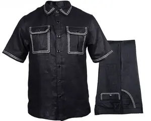 Prestige Linen Shirt/Pants Set # LUX630 Black