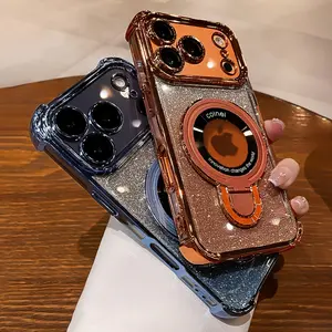New Ultra-Shockproof Stand Phone Case/Electroplated Laser Glitter/Suitable for Iphone 17,16 Plus Pro Max Air/Features Stand/Supports Wireless Charging/Great Gift Friends Or Partners