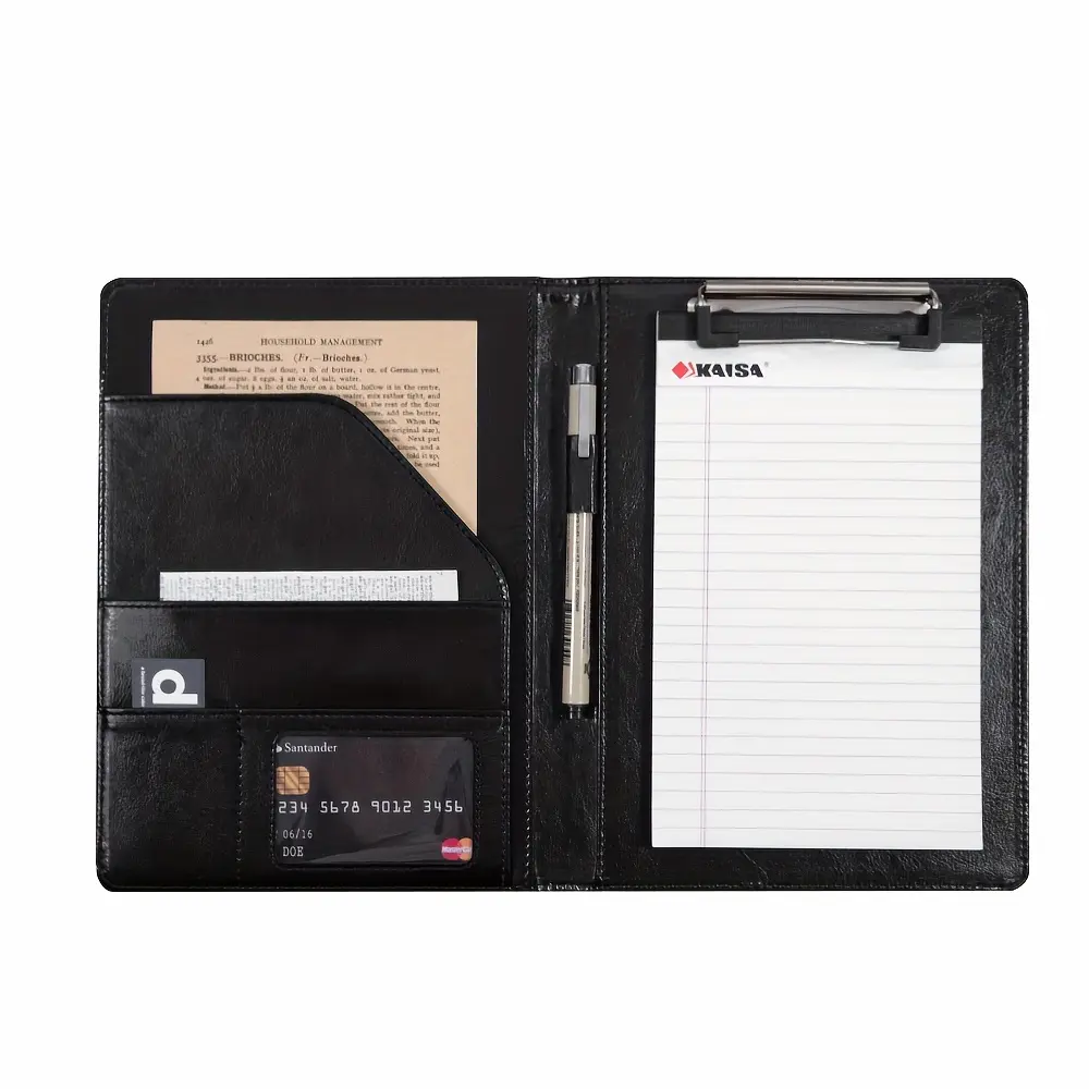 ElegantA5PU Leather Padfolio with Clipboard, Pen Holder, Card Slots, And Document Pockets-perfect for Meetings Or Travel. A Practical And Stylish Christmas Gift for Professionals Who Value Organization