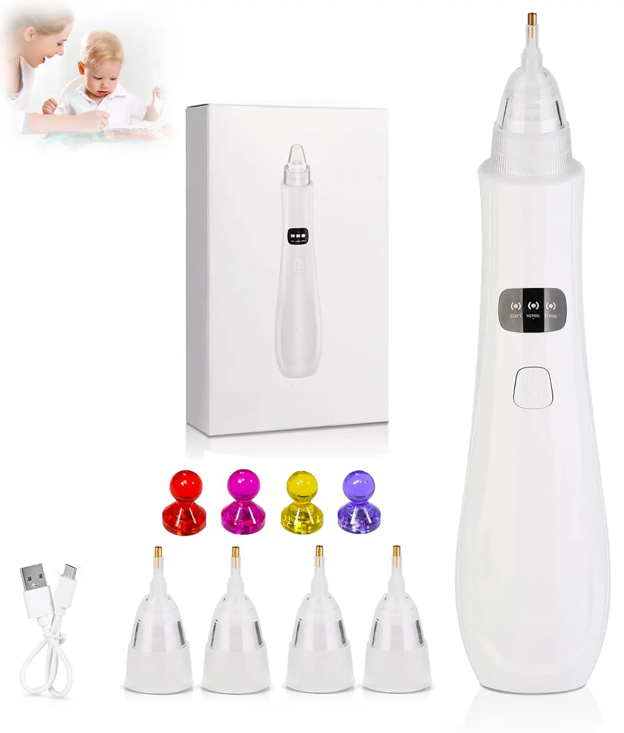 Rechargeable Vacuum Electric Diamond Painting Pen - Diamond Art Tools with 4 Replaceable Tips, Long Session Grip, Portable, Durable for 3D Drills, Gift for Craft Enthusiasts