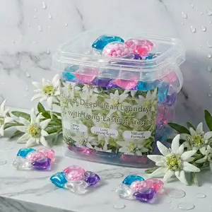 5-In-1 Laundry Capsules, 50 Pieces Per Bucket, Gentle Clean Detergent Balls, Deep Stain Removal, Long-Lasting Scent, Suitable for Family Use