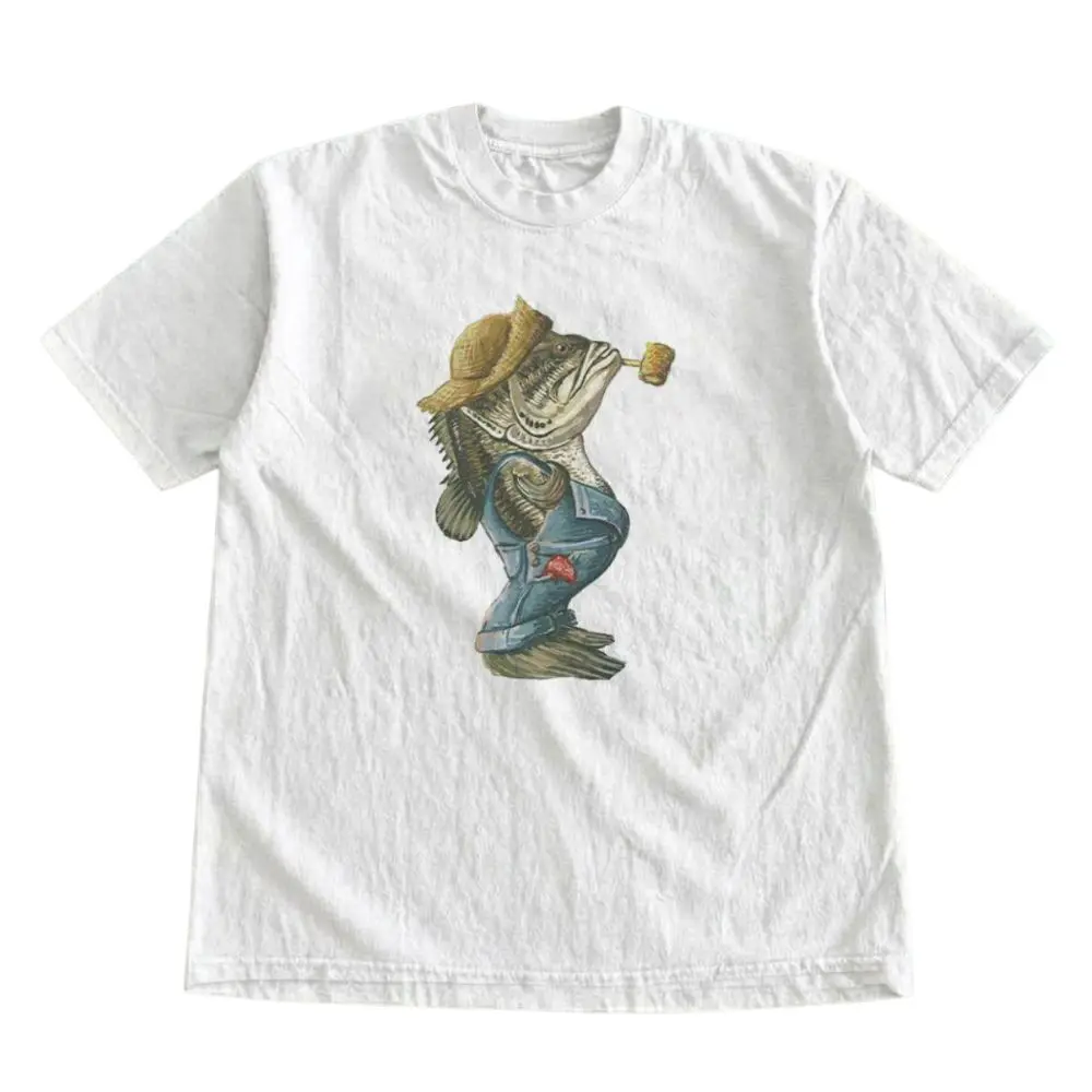The Vintage Gentleman Bass Fish Smoking Pipe Graphic Tee, Gift For Woman, Gift For Men, Womenswear Top Underwear Streetwear, Trending Shirt