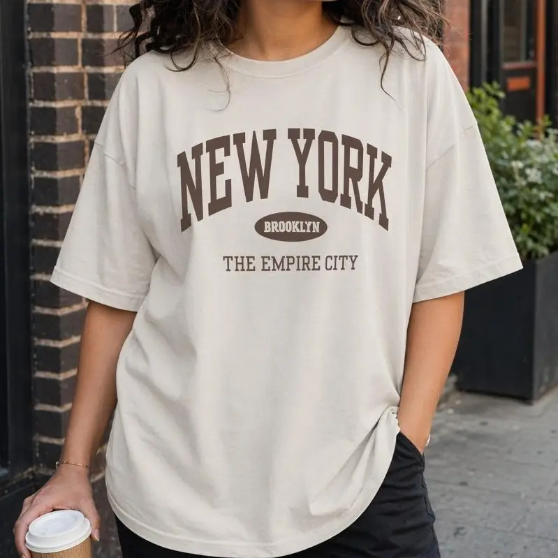 Vintage New York Graphic Tee Women Brooklyn The Empire City Shirt Plus Size Comfy Top