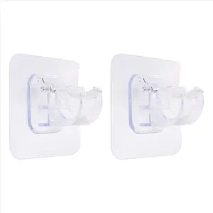 No Drill Curtain Rod Brackets Set, 2-Piece Adjustable Adhesive Curtain Rod Holders