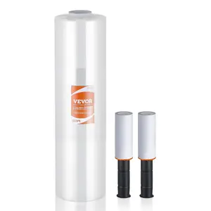 VEVOR Stretch Film, 15 inches x 1200 feet, 1 Pack, 80 Gauge Industrial Strength Clear Durable Stretch Wrap Roll, Heavy Duty Shrink Film Stretch Wrap with Handles for Pallet Wrapping Shipping Moving