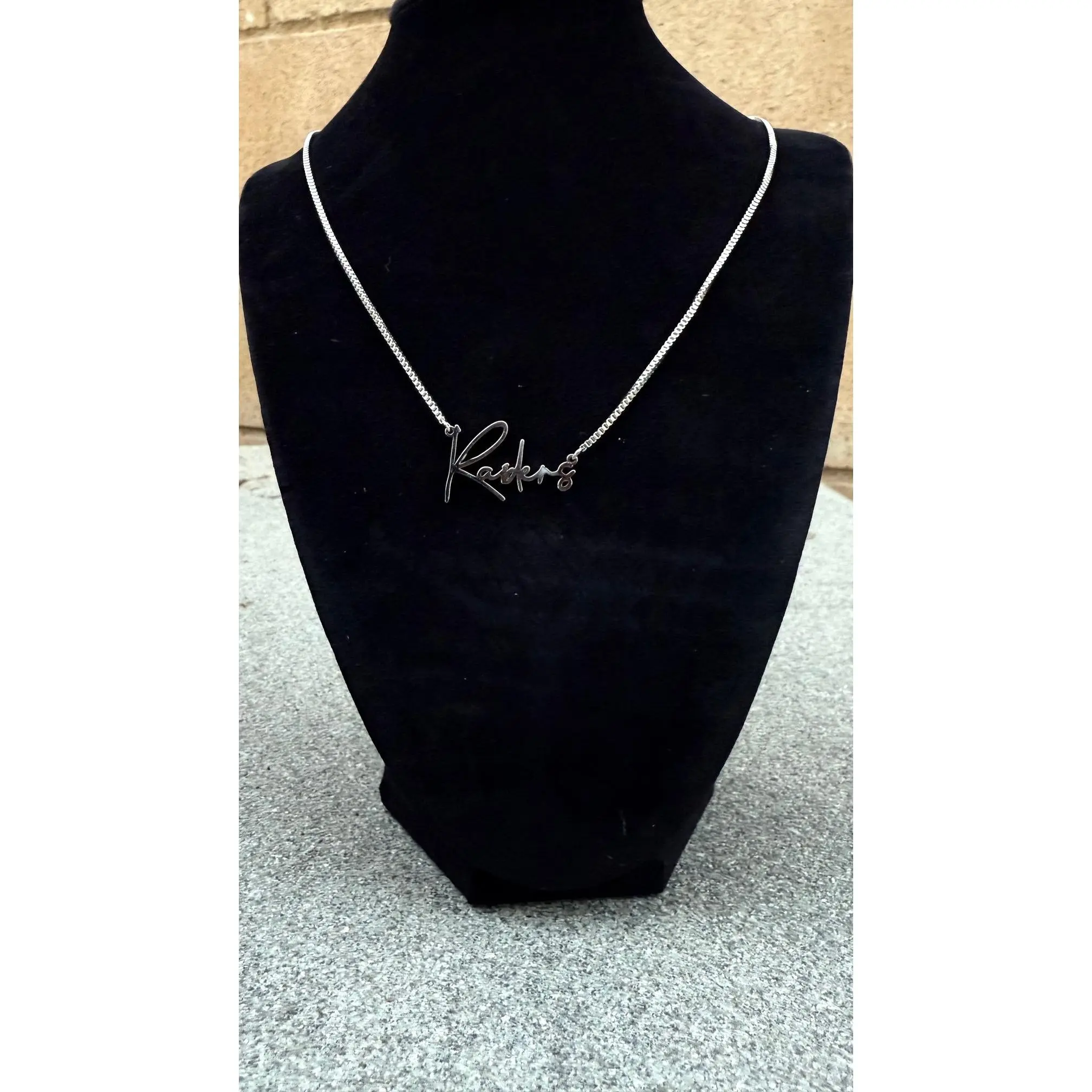 Raiders Stainless Steel Silver Chain Jewelry Necklace, Casual Daily Wear, Hypoallergenic, Waterproof, Long-Lasting Plating, Tarnish-Free Trendy Fashion Jewelry for Showing Your Team Spirit