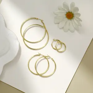 14K gold plated Big Hoop Earrings For Women  Hoop Earrings Large Silver Hoop Earrings